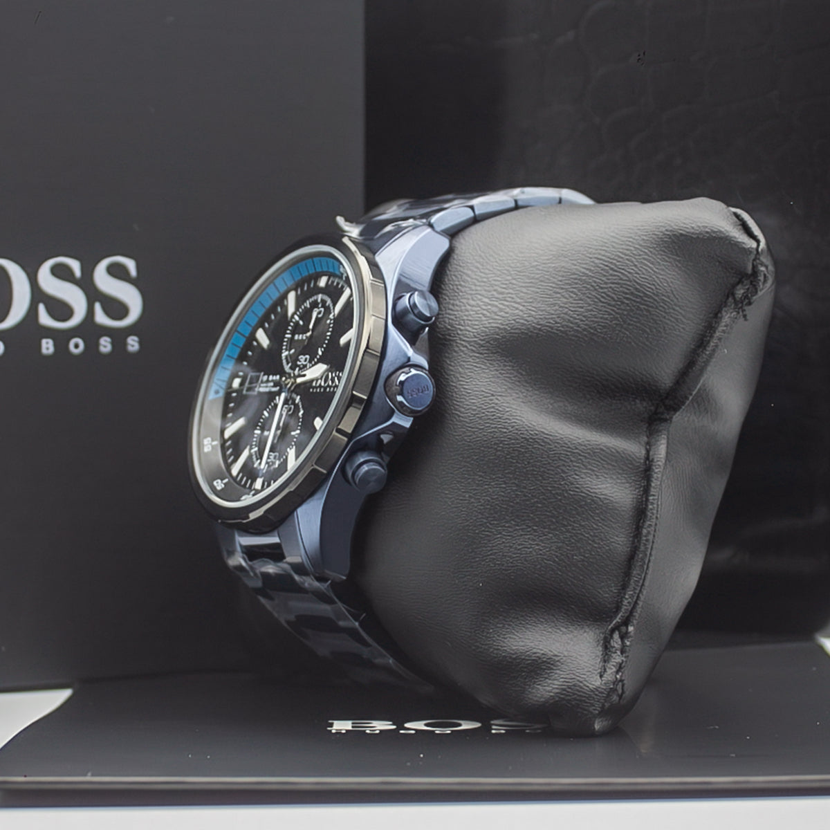 HUGO BOSS Globetrotter Blue Stainless Steel Black Dial Chronograph Quartz Watch for Gents - 1513824