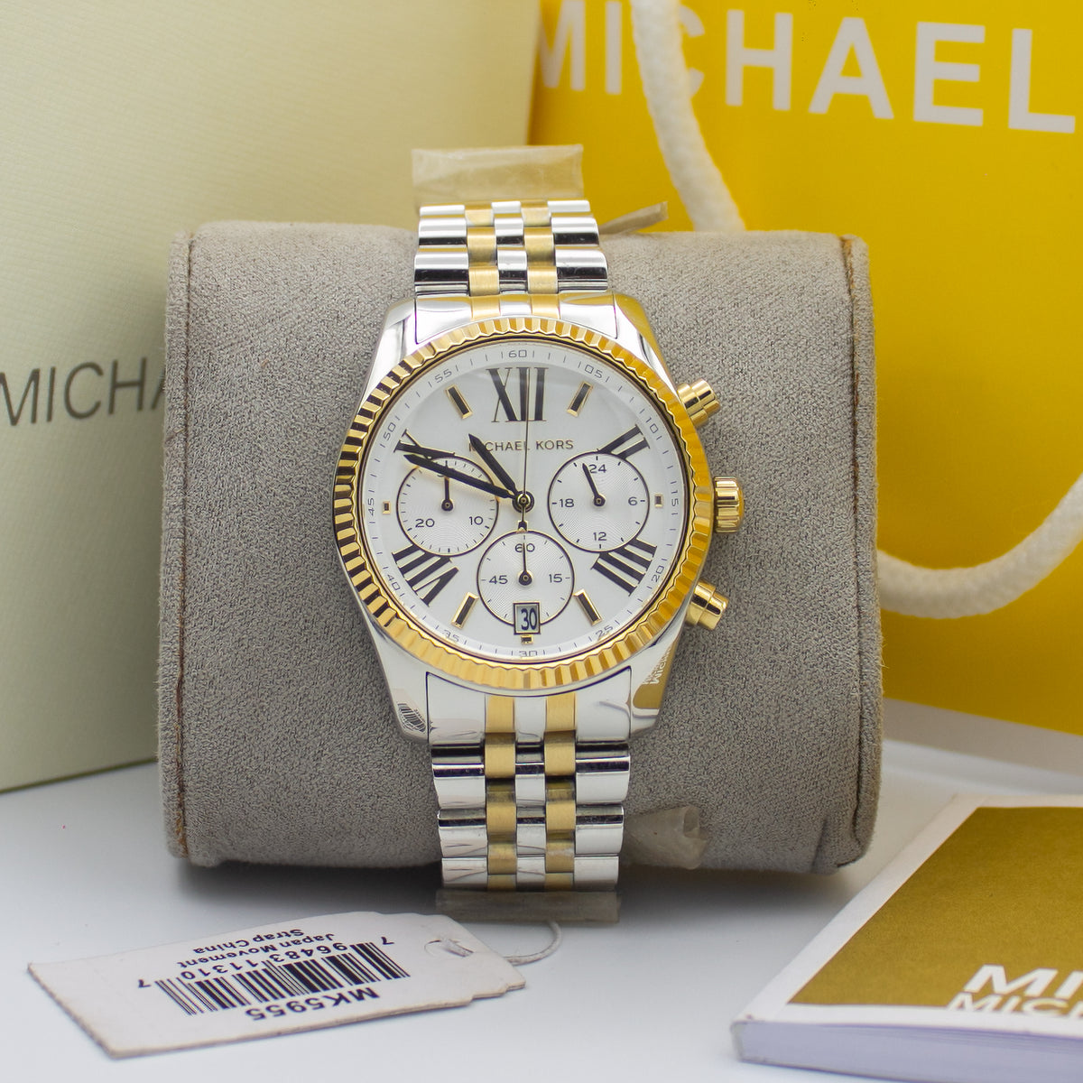 Michael Kors Women’s Chronograph Quartz Two-tone Stainless Steel Silver Dial 38mm Watch MK5955