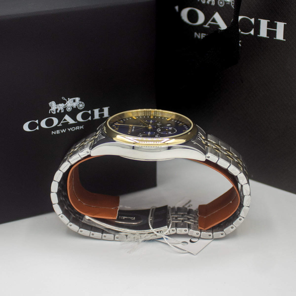 Coach Greyson Two-Tone Stainless Steel Blue Dial Chronograph Quartz Watch for Gents – 14602659