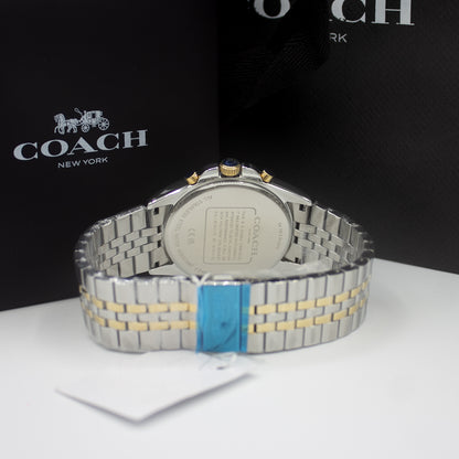 Coach Greyson Two-Tone Stainless Steel Blue Dial Chronograph Quartz Watch for Gents – 14602659