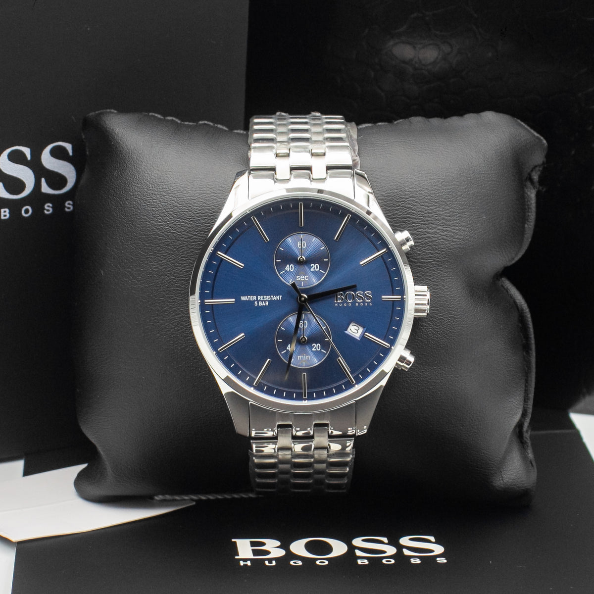 Hugo Boss Stainless Steel Associate Analog Blue Dial Men Watch-1513839, Silver Band