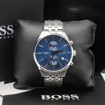 Hugo Boss Stainless Steel Associate Analog Blue Dial Men Watch-1513839, Silver Band