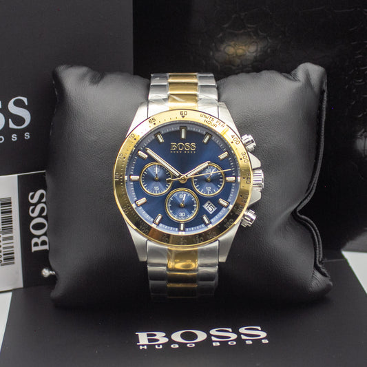 HUGO BOSS Hero Two-Tone Stainless Steel Blue Dial Chronograph Quartz Watch for Gents - 1513767