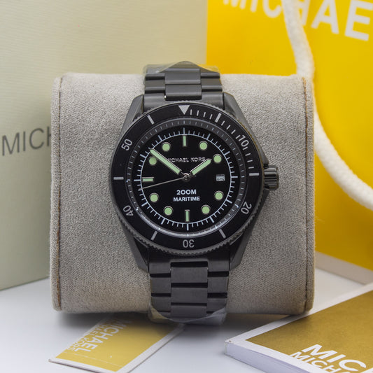 Michael Kors Men's Black Stainless Steel Maritime Analogue Watch, 42mm