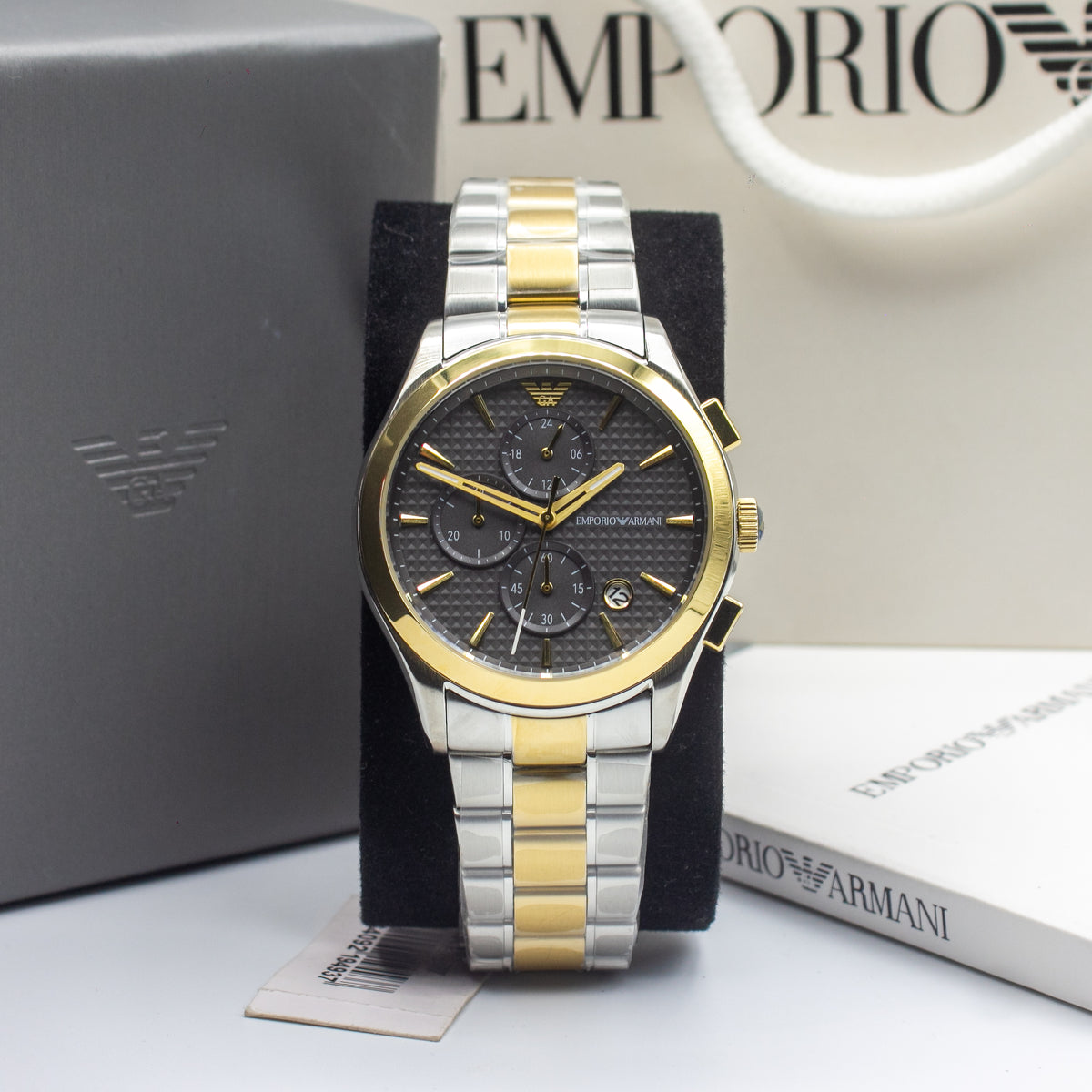 Emporio Armani Paolo Two-tone Stainless Steel Grey Dial Chronograph Quartz Watch for Gents - AR11527