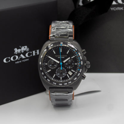 Coach Charter Qtz Fashion Chrono Black Tonneau Dial Men's Watch|Stainless Steel Material|Black Color Band - 14602705