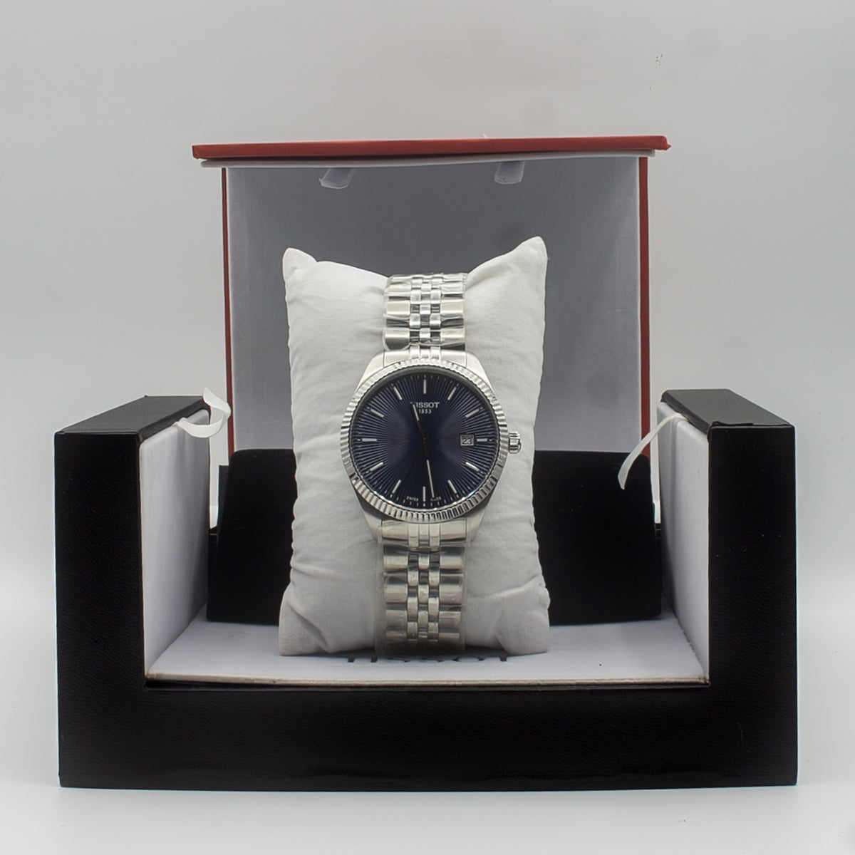 Tissot T-Classic Silver Stainless Steel Blue Dial Quartz Watch for Gents - T156.410.11.041.00