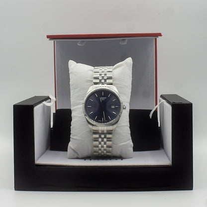 Tissot T-Classic Silver Stainless Steel Blue Dial Quartz Watch for Gents - T156.410.11.041.00