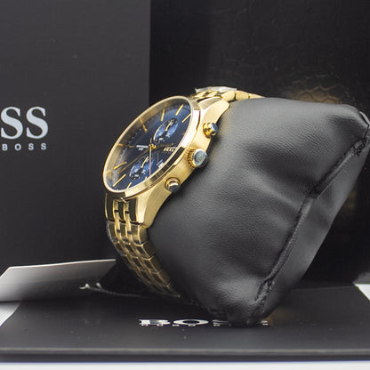 HUGO BOSS Associate Gold Stainless Steel Blue Dial Chronograph Quartz Watch for Gents - 1513841