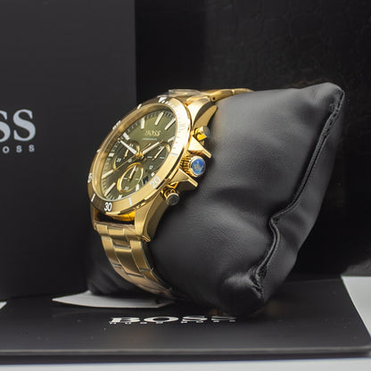 Hugo Boss Gold Stainless Steel Grey Dial Chronograph Quartz Watch for Gents - Hugo Boss 1514059