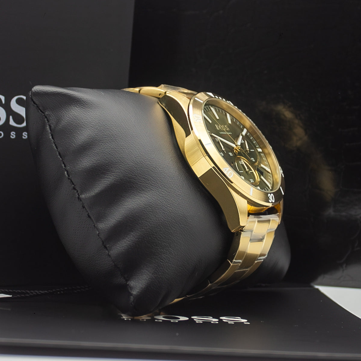 Hugo Boss Gold Stainless Steel Grey Dial Chronograph Quartz Watch for Gents - Hugo Boss 1514059