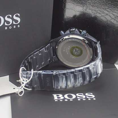 HUGO BOSS Globetrotter Blue Stainless Steel Black Dial Chronograph Quartz Watch for Gents - 1513824