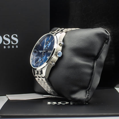 Hugo Boss Stainless Steel Associate Analog Blue Dial Men Watch-1513839, Silver Band