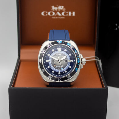 Coach Charter Men's 3H Multifunction Automatic Watch - Silicone Strap - Water Resistant up to 5ATM/50 Meters - Gift for Him - Premium Fashion - Self-Winding - 44.5mm
