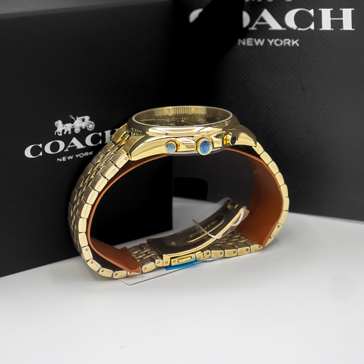 Coach Greyson Gold Stainless Steel Black Dial Chronograph Quartz Watch for Gents - 14602657