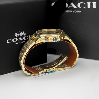 Coach Greyson Gold Stainless Steel Black Dial Chronograph Quartz Watch for Gents - 14602657