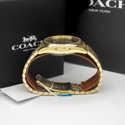 Coach Greyson Gold Stainless Steel Black Dial Chronograph Quartz Watch for Gents - 14602657