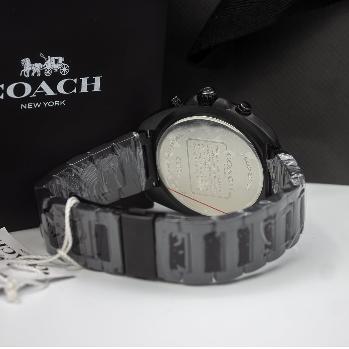 Coach Charter Qtz Fashion Chrono Black Tonneau Dial Men's Watch|Stainless Steel Material|Black Color Band - 14602705
