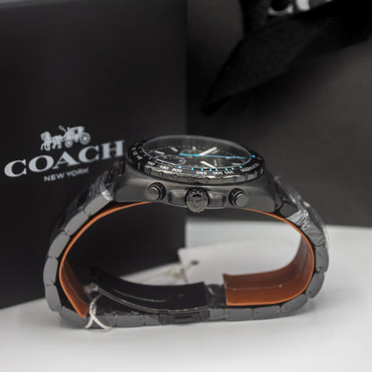 Coach Charter Qtz Fashion Chrono Black Tonneau Dial Men's Watch|Stainless Steel Material|Black Color Band - 14602705