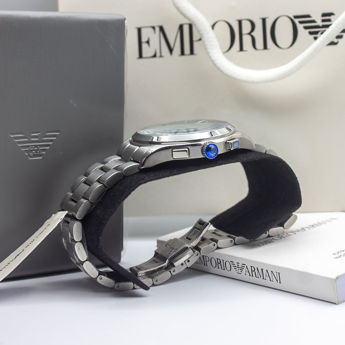 Emporio Armani Paolo Silver Stainless Steel Green Dial Chronograph Quartz Watch for Gents - AR11529