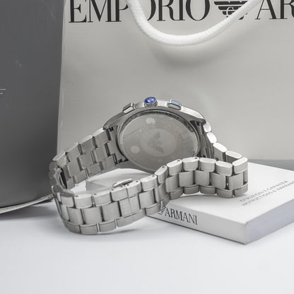 Emporio Armani Paolo Silver Stainless Steel Green Dial Chronograph Quartz Watch for Gents - AR11529
