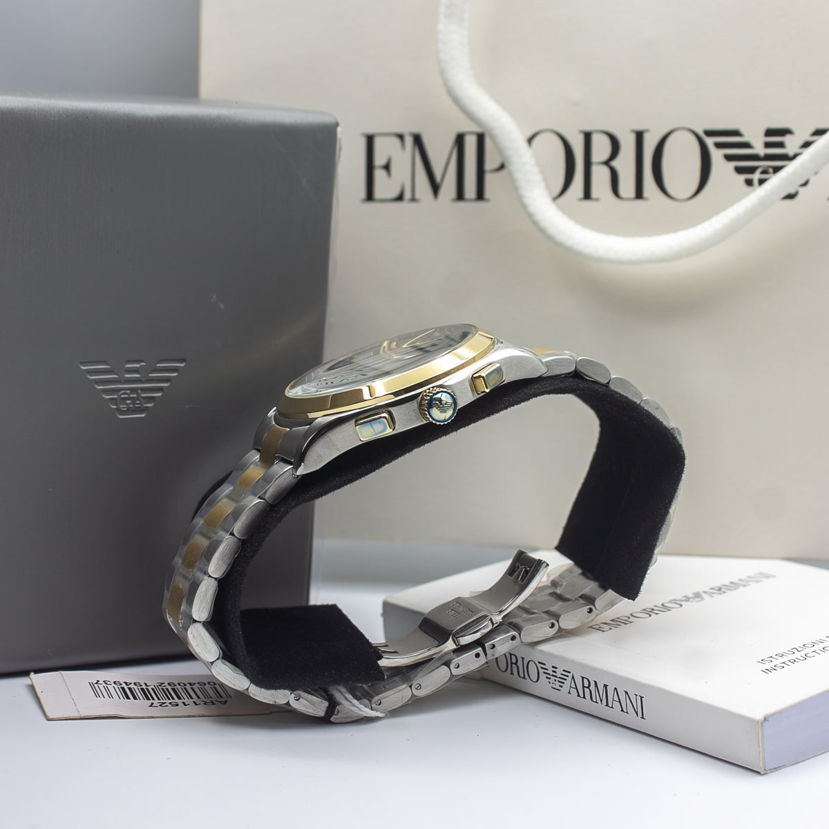 Emporio Armani Paolo Two-tone Stainless Steel Grey Dial Chronograph Quartz Watch for Gents - AR11527