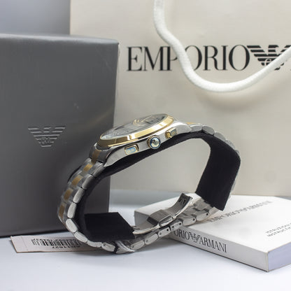 Emporio Armani Paolo Two-tone Stainless Steel Grey Dial Chronograph Quartz Watch for Gents - AR11527