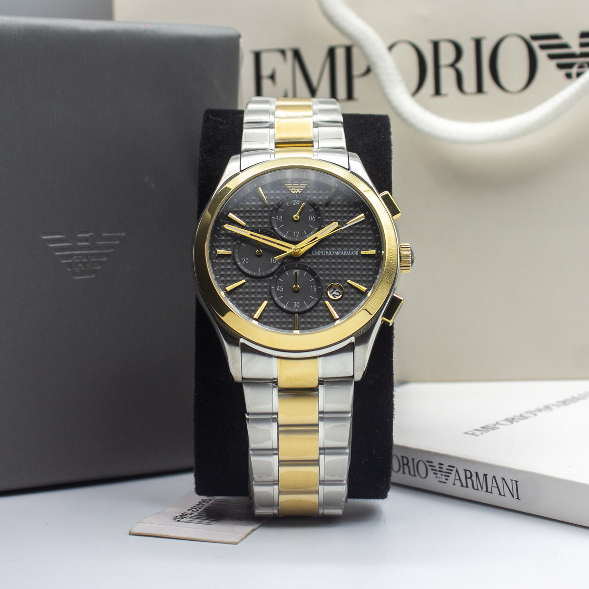 Emporio Armani Paolo Two-tone Stainless Steel Grey Dial Chronograph Quartz Watch for Gents - AR11527