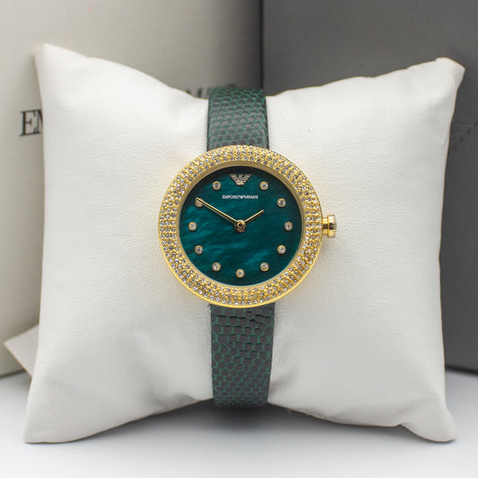Emporio Armani Rosa Green/Leather Ø30 mm Ref: AR11419