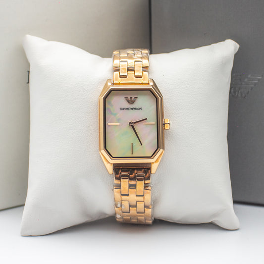 Emporio Armani Rose Gold Stainless Steel Mother of pearl Dial Quartz Watch For Ladies - AR11147