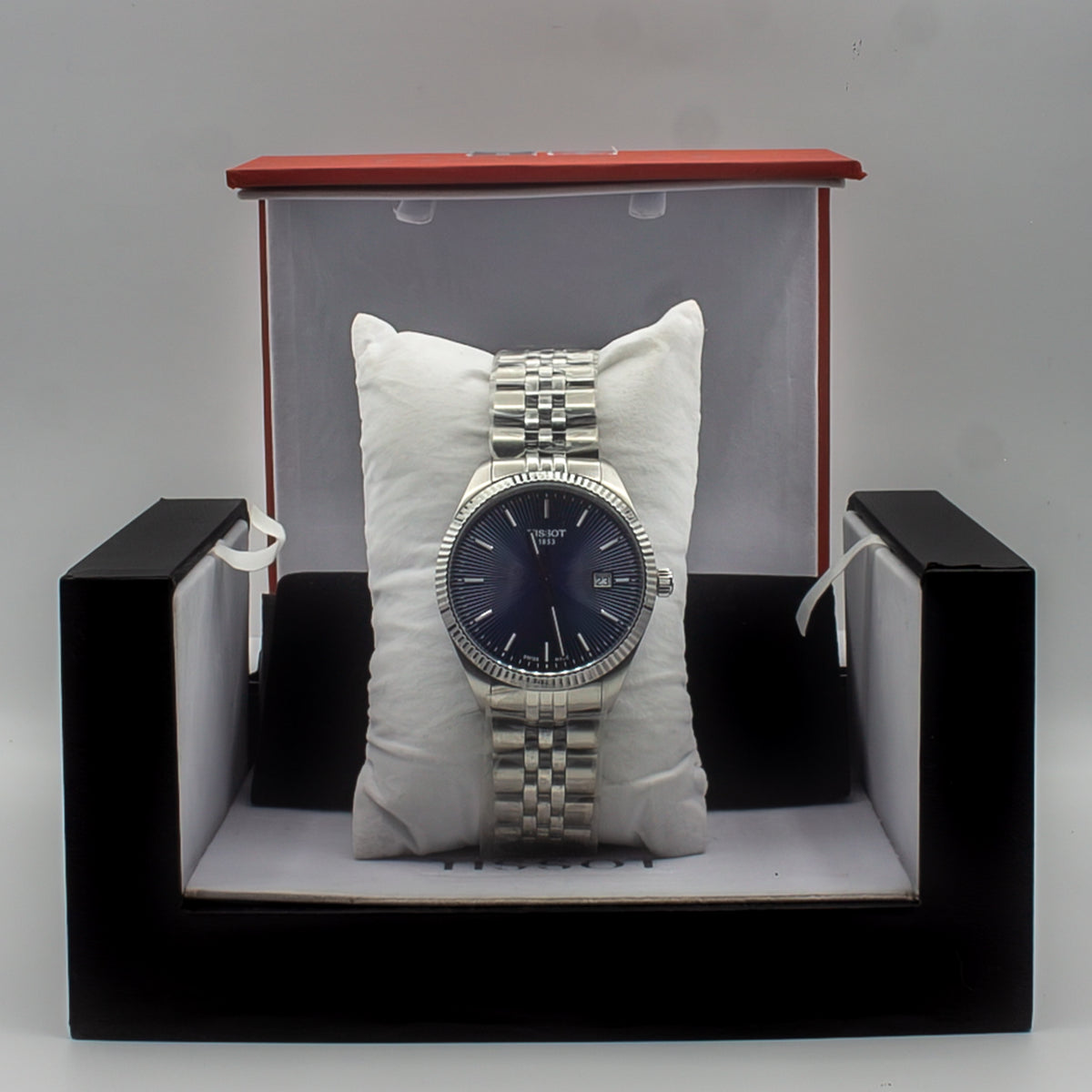 Tissot T-Classic Silver Stainless Steel Blue Dial Quartz Watch for Gents - T156.410.11.041.00