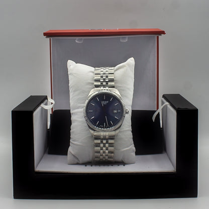 Tissot T-Classic Silver Stainless Steel Blue Dial Quartz Watch for Gents - T156.410.11.041.00